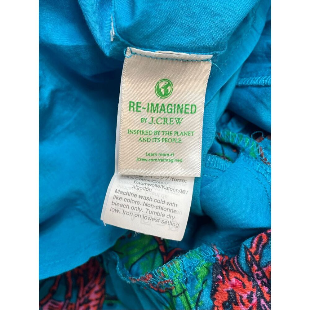 J.Crew Lobster Print Tiered Maxi Dress Sundress Turquoise Blue Size 6 - Picture 12 of 15